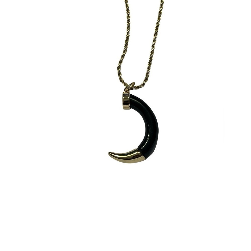 NWT Park Lane Gold/Black Long Pendant Crescent Necklace